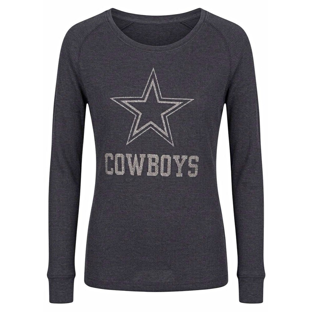 Cowboys Authentic Apparel Women’s Navy, Dallas Cowboys Waffle Knit Tee, Small
